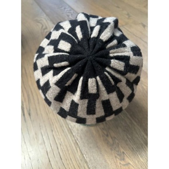 Jonathan Adler Gray Winter Wool/Cashmere Knit Geometric Beanie Hat One Size - Picture 3 of 4